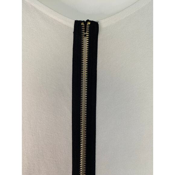 Soft Surroundings White Tunic Shirt Top Long Sleeves Large Zipper Statement - Picture 6 of 14